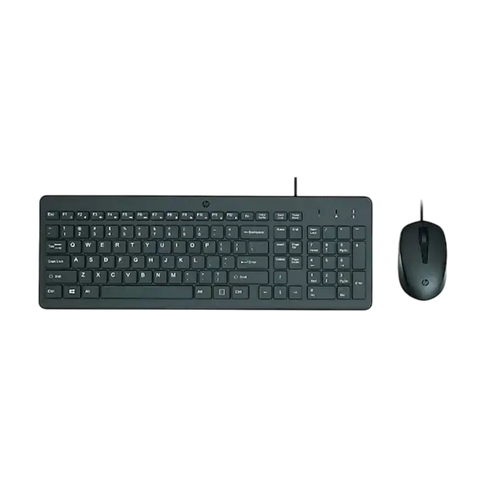 Keyboard & Mouse HP 150, Keyboard Full size; 2.5-zone layout, Mouse 3 buttons, USB, EN, Black