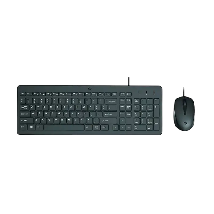 Keyboard & Mouse HP 150, Keyboard Full size; 2.5-zone layout, Mouse 3 buttons, USB, EN/RU, Black