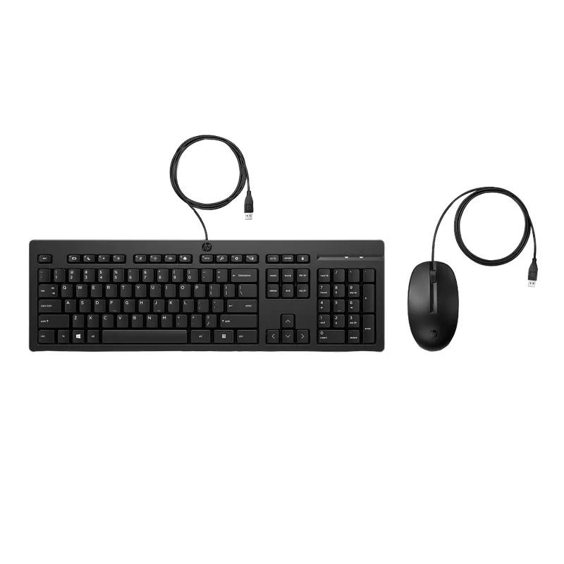 Keyboard & Mouse HP 225, Keyboard Full size; 3-zone layout, Mouse 3 buttons, 1200dpi, 1.8m cable len