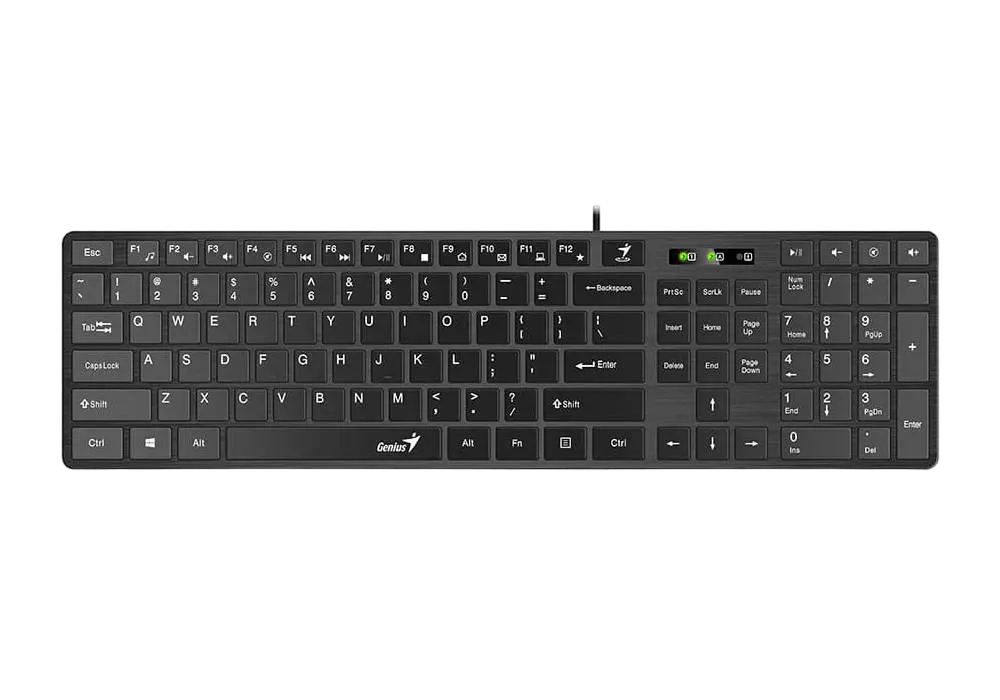 Keyboard Genius SlimStar 126, Multimedia, 12 Fn keys, Low-profile, Chocolate keycap, Smart, Brushed