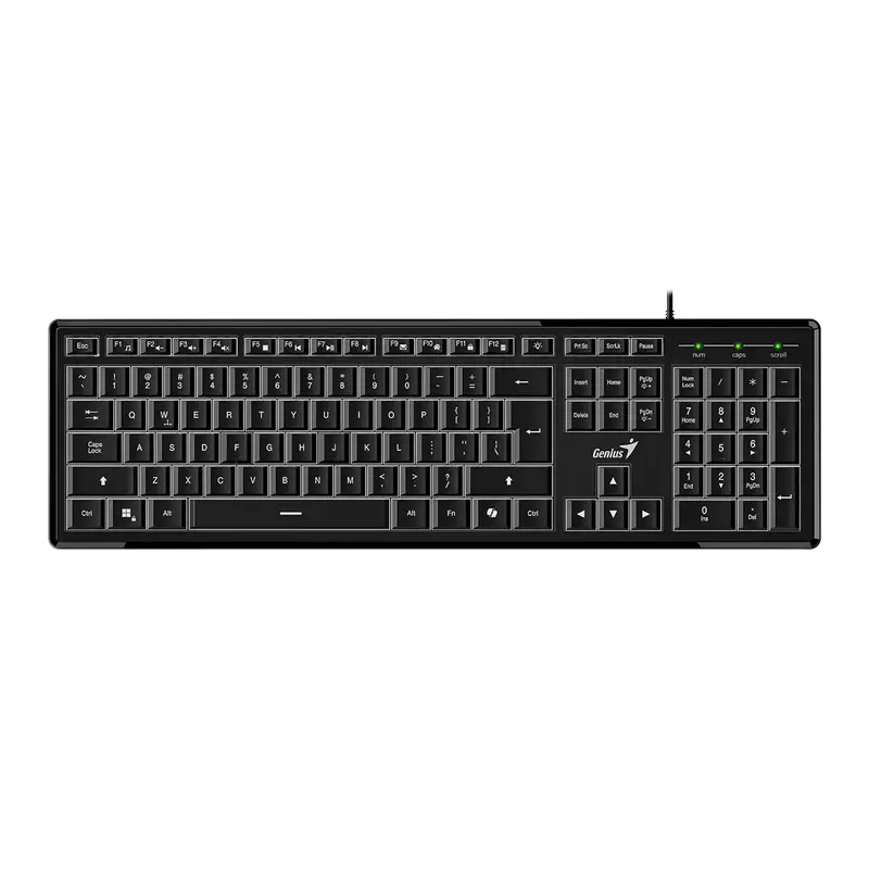 Keyboard Genius SlimStar 820, 12 Fn Keys, Low-profile, Slim, Quiet typin, Backlight, 1.8m, USB, EN/R