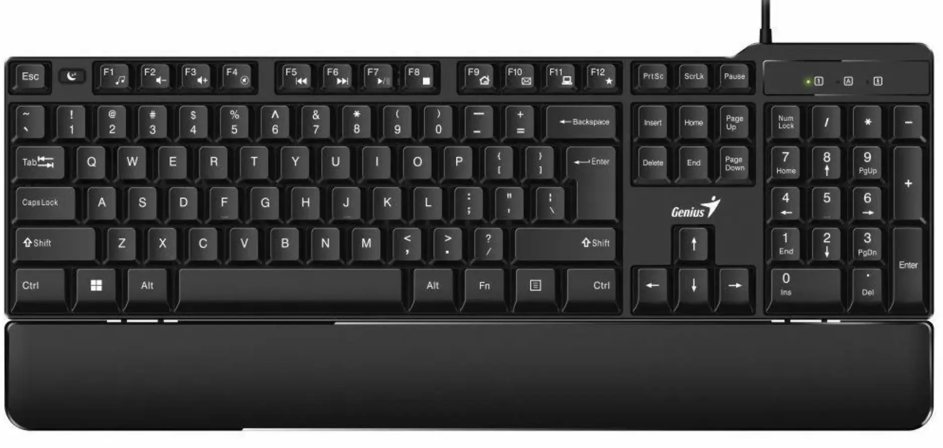 Keyboard Genius Smart KB-100XP, 12 Fn keys, Spill-Resistant, Curve key cap, Palm Rest, 1.5m, USB, EN