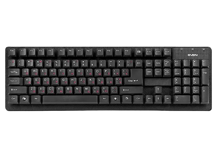 Keyboard SVEN Standard 301, Classic layout, Splash proof, Calculator key, 1.5m, USB, EN/RU, Black