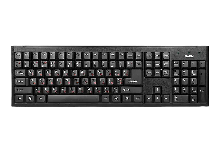 Keyboard SVEN Standard 303 Power, Classic layout, Splash proof, Power control keys, 1.5m, USB+PS/2