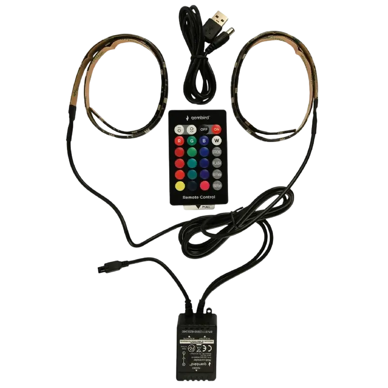LED Strip Light USB, 2 x 50 cm, Cablexpert LED-2SU-RGB50-01