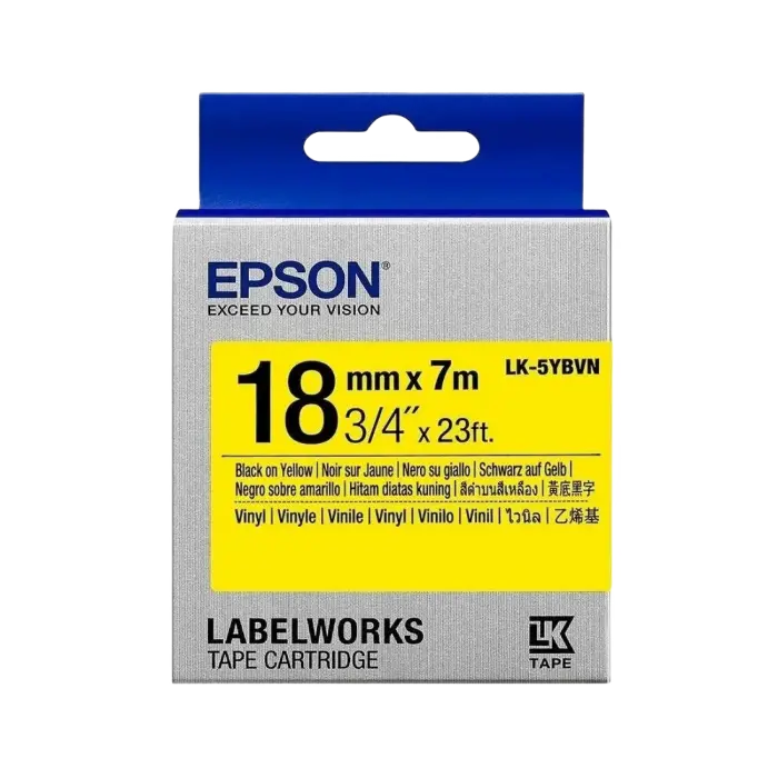 Bandă etichete Epson LK-5YBVN; 18mm/7m Vinyl, Black/Yellow