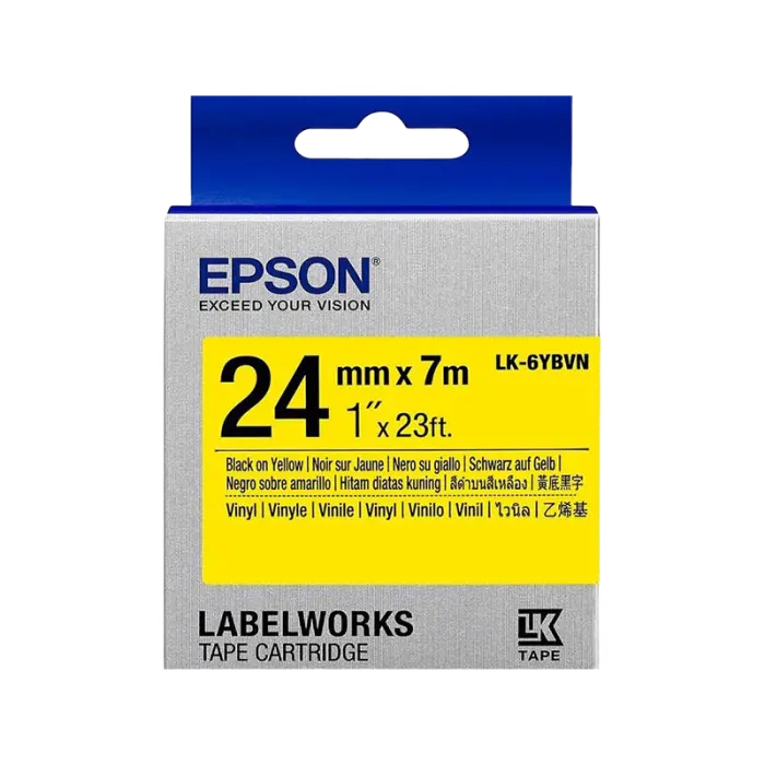 Bandă etichete Epson LK-6YBVN; 24mm/7m Vinyl, Black/Yellow