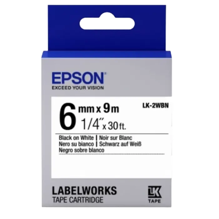 Banda etichete Epson LK2WBN 6mm, negru pe alb