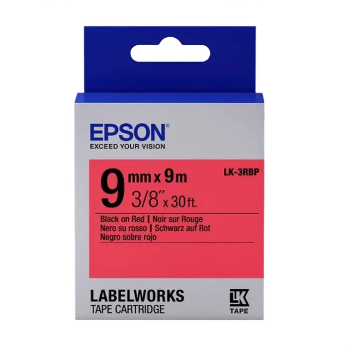 Bandă etichete Epson LK3RBP; 9mm/9m Pastel, Black/Red