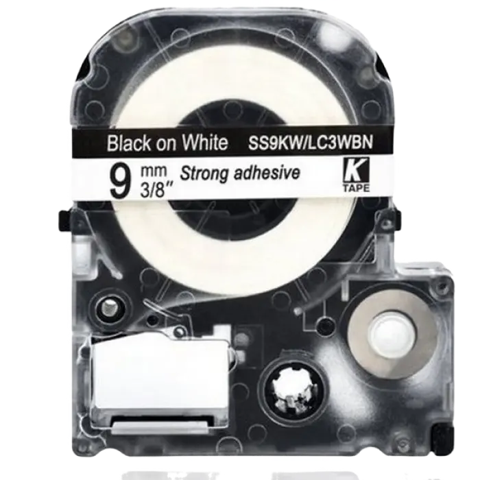 Bandă etichete Epson LK3WBN; 9mm/9m Standard, Black/White