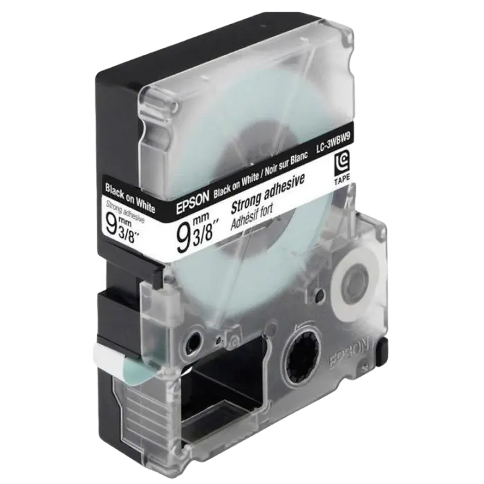 Bandă etichete Epson LK3WBW; 9mm/9m Strong Adhesive, Black/White