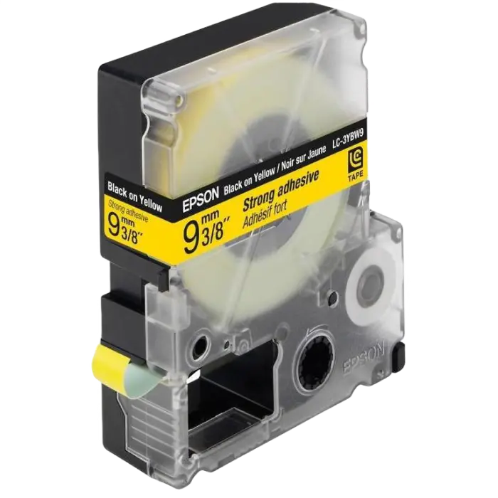 Bandă etichete Epson LK3YBW; 9mm/9m Strong Adhesive, Black/Yellow