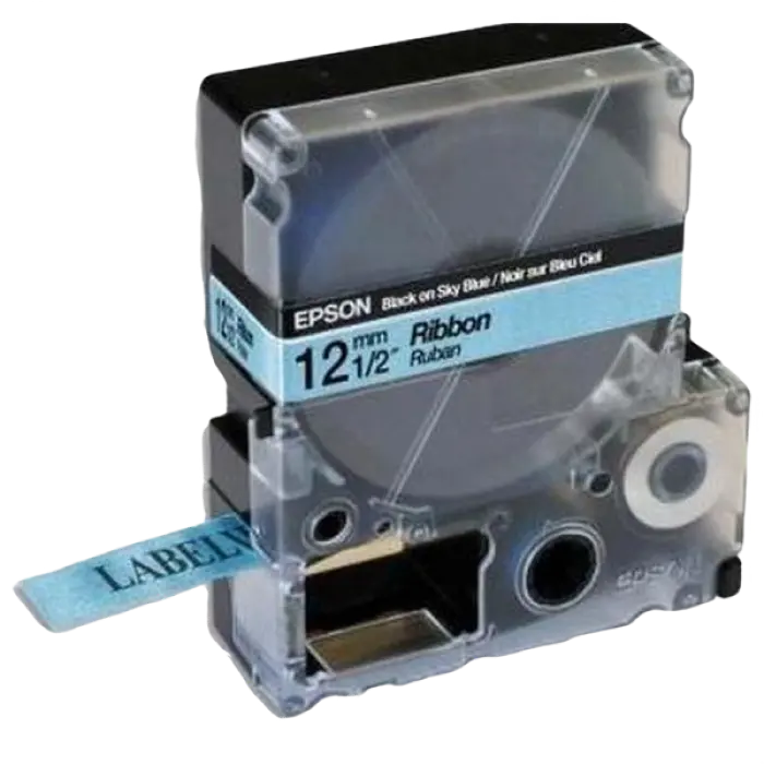 Bandă etichete Epson LK4LBK; 12mm/5m Satin Ribbon, Black/Sky Blue