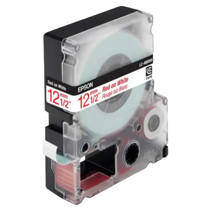 Bandă etichete Epson LK4WRN; 12mm/9m Standard, Red/White