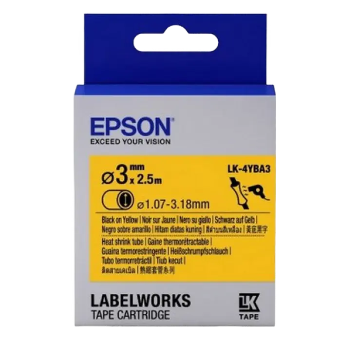 Tape Heat Shrink Tube EPSON LK4YBA3 HST Blk/Yell d3/2,5
