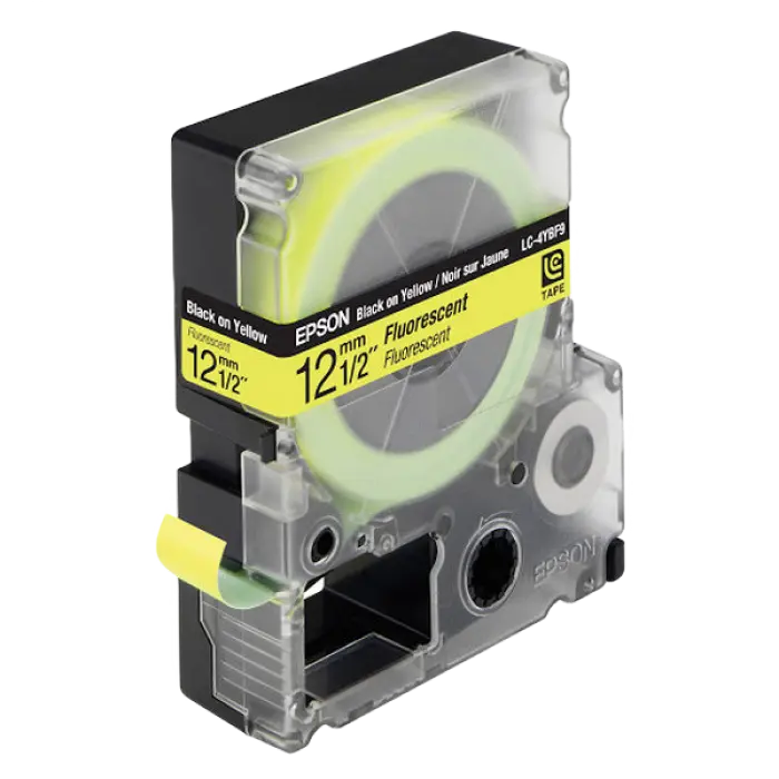 Bandă etichete Epson LK4YBF; 12mm/9m Fluorescent, Black/Yellow