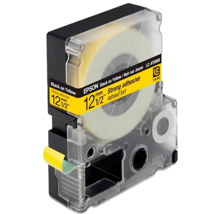 Bandă etichete Epson LK4YBW; 12mm/9m Strong Adhesive, Black/Yellow