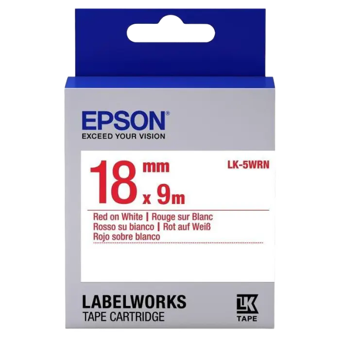 Bandă etichete Epson LK5WRN; 18mm/9m Standard, Red/White