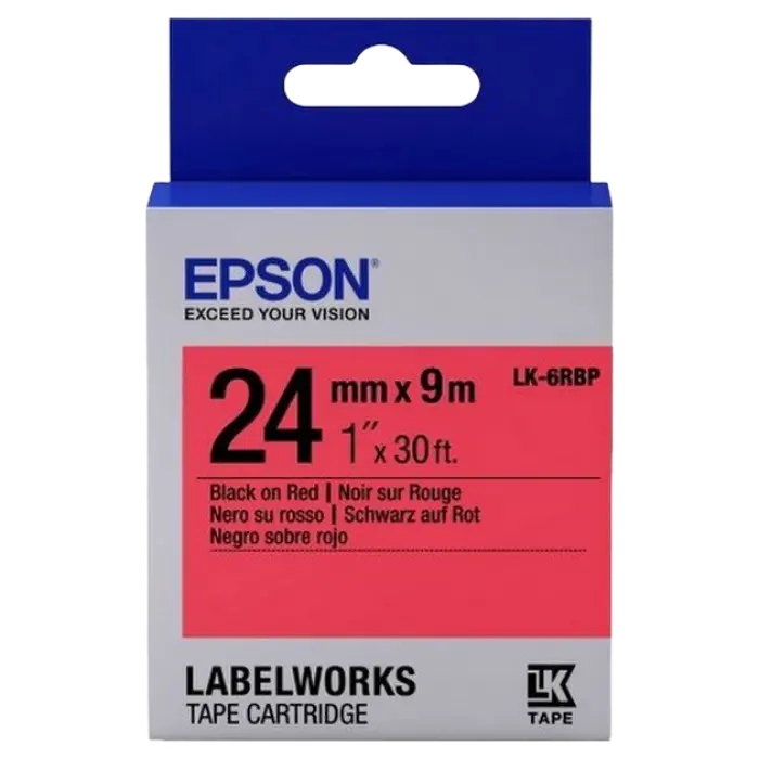 Bandă etichete Epson LK6RBP; 24mm/9m Pastel, Black/Red