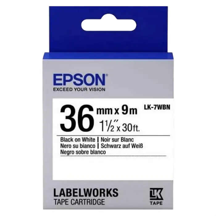 Bandă etichete Epson LK7WBN; 36mm/9m Standard, Black/White