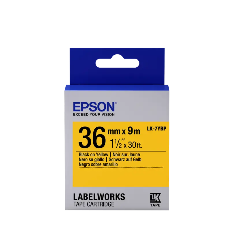 Bandă etichete Epson LK7YBP: 36mm/9m, Pastel Black/Yellow