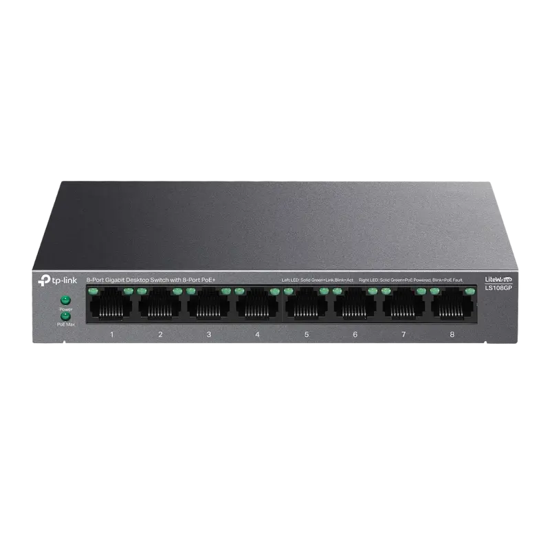 Switch PoE+ TP-Link LS108GP, 8 porturi Gigabit