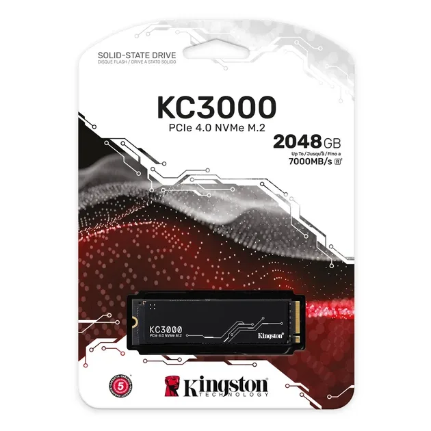 Kingston M.2 KC3000, 2048GB, NVMe, 2280, PCIe 4.0 x4, 3D NAND TLC, vedere laterală