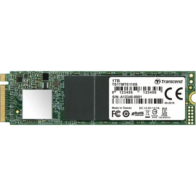 M.2 NVMe SSD 1.0TB Transcend 110S [PCIe 3.0 x4, R/W:1700/1400MB/s, 200/250K IOPS, 400TBW, 3DTLC]