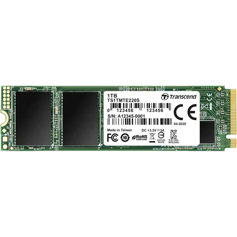 M.2 NVMe SSD 1.0TB Transcend 220S [PCIe 3.0 x4, R/W:3500/2800MB/s, 360/425K IOPS, SM2262, 3DTLC]