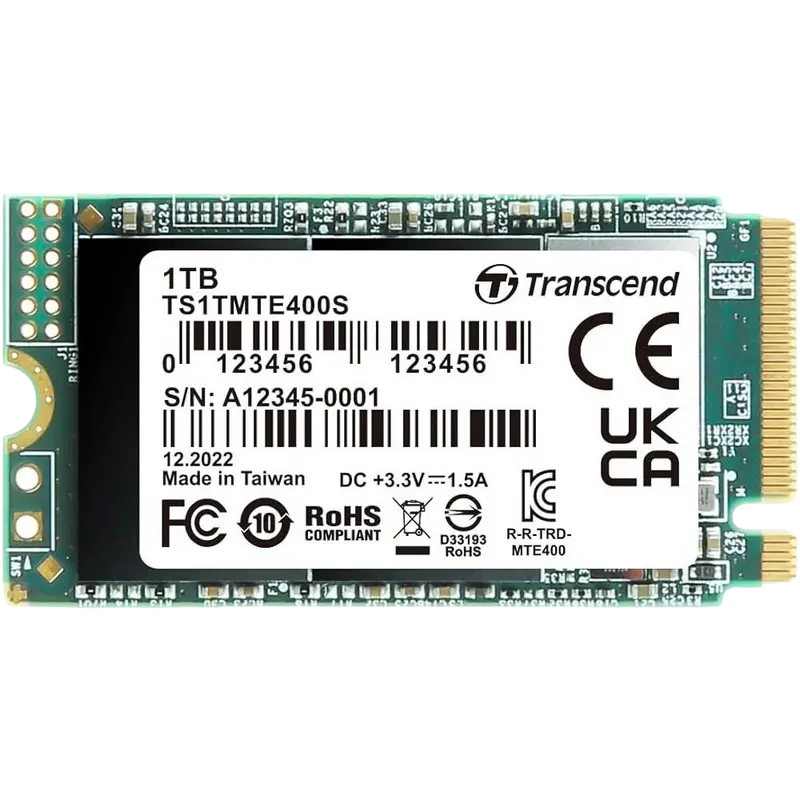 M.2 NVMe SSD 1.0TB Transcend 400S [42mm, PCIe 3.0 x4, R/W:2000/1700MB/s, 102/275K IOPS, 400TBW]