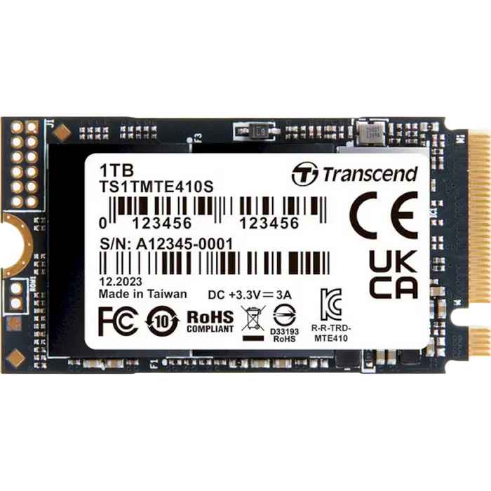 M.2 NVMe SSD 1.0TB Transcend 410S [42mm, PCIe 4.0 x4, R/W:5000/3500MB/s, 330/690K IOPS, 600TBW]