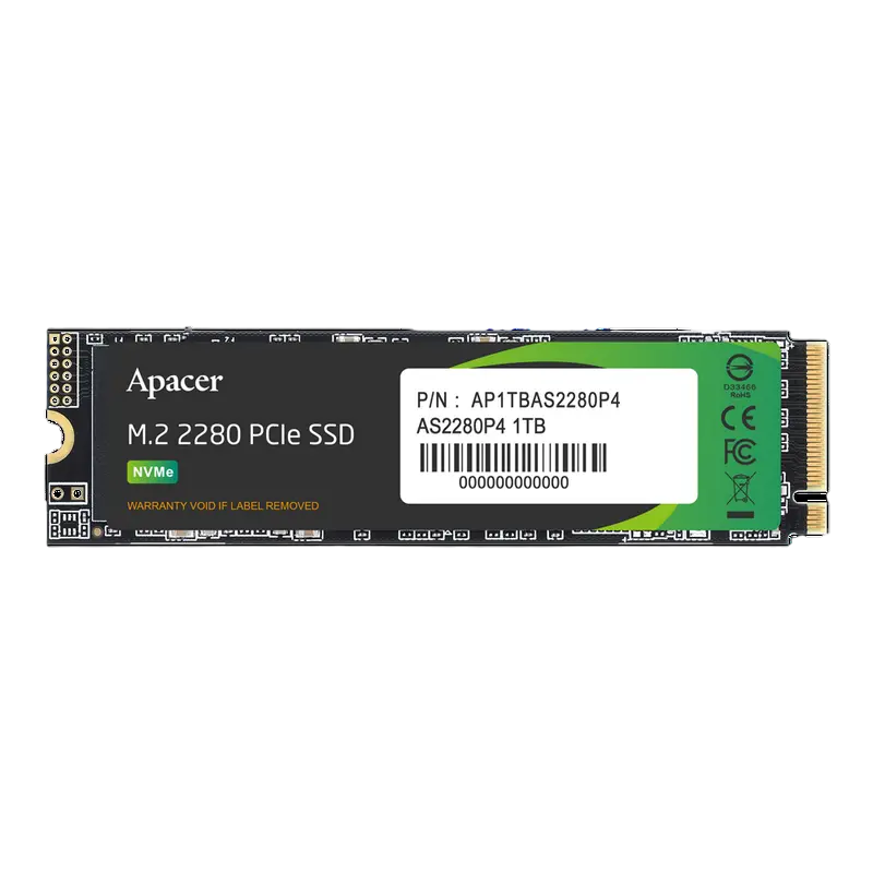 M.2 NVMe SSD 1.0TB Apacer AS2280P4 [PCIe 3.0 x4, R/W:3000/2000MB/s, 530K/420K IOPS, 800TB, 3D TLC]