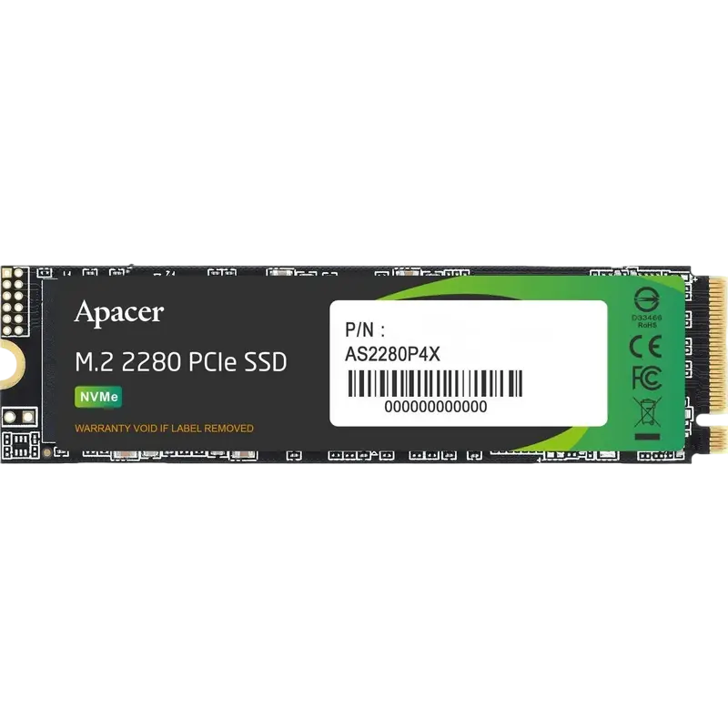 M.2 NVMe SSD 1.0TB Apacer AS2280P4X [PCIe 3.0 x4, R/W:2100/1700MB/s, 530K/420K IOPS, 350TB,3DTLC]