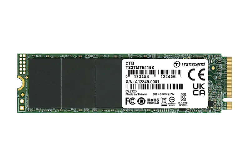M.2 NVMe SSD 2.0TB Transcend 115S [PCIe 3.0 x4, R/W:3200/1900MB/s, 200/250K IOPS, 800TBW, 3DTLC]