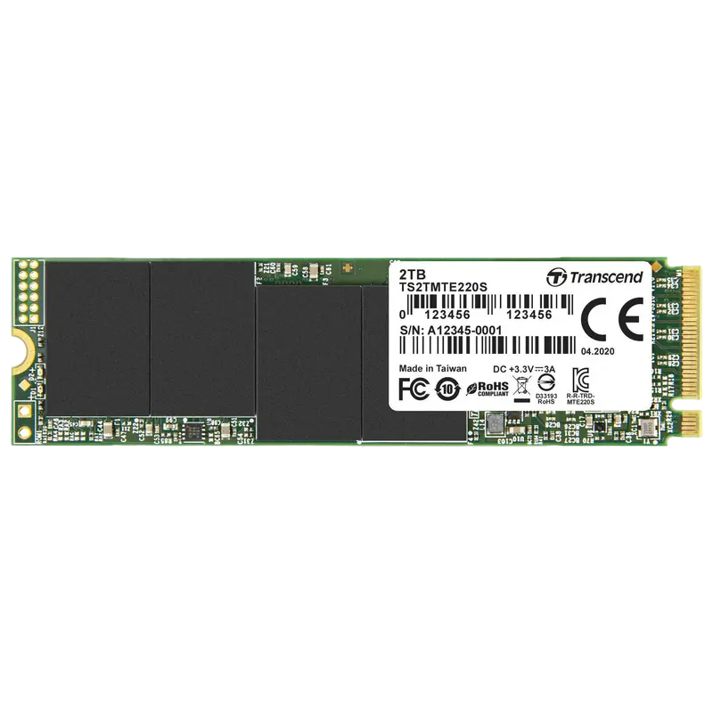 M.2 NVMe SSD 2.0TB Transcend 220S [PCIe 3.0 x4, R/W:3500/3200MB/s, 340/360K IOPS, 4400TBW, 3DTLC]