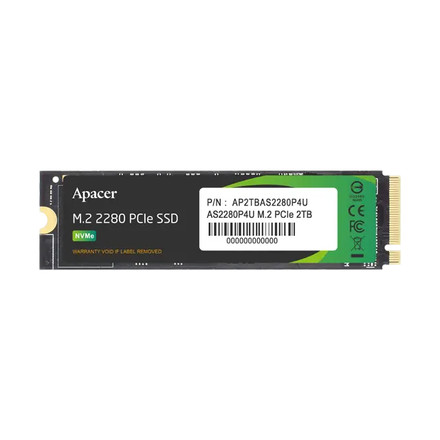 M.2 NVMe SSD 2.0TB Apacer AS2280P4U [PCIe 3.0 x4, R/W:3500/3000MB/s, 700/670K IOPS, 1.3PB, 3D TLC]