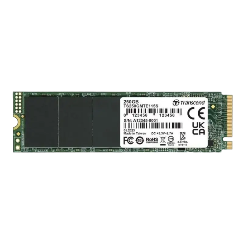 M.2 NVMe SSD 250GB Transcend 115S [PCIe 3.0 x4, R/W:3200/1300MB/s, 250/170K IOPS, 100TBW,3DTLC]