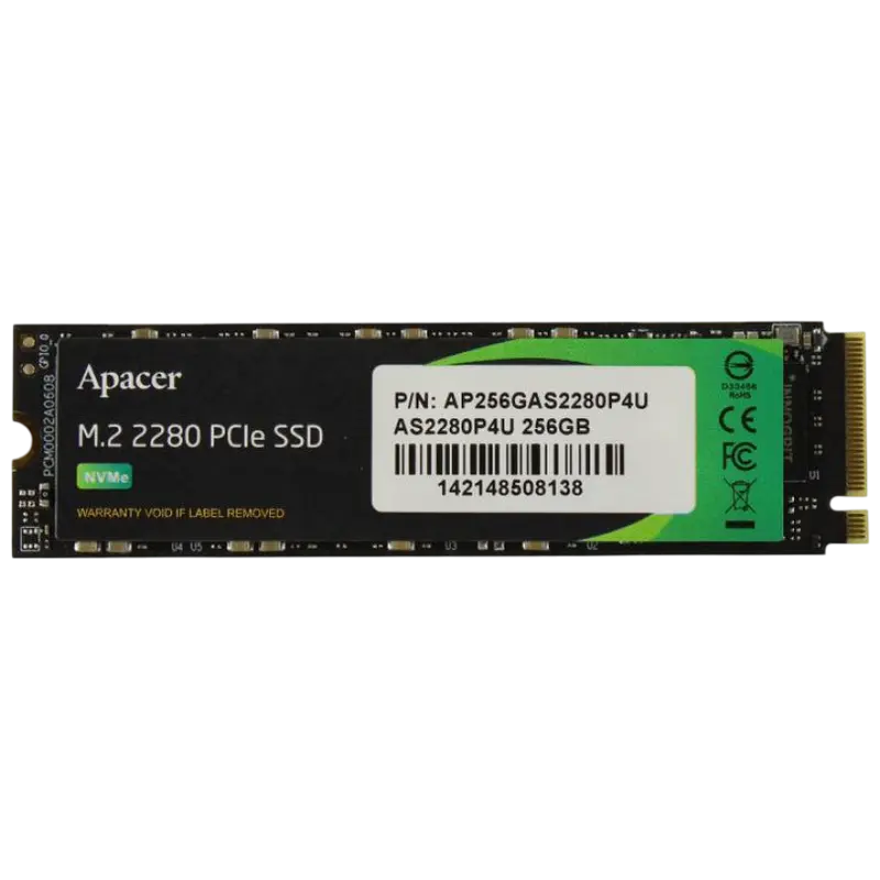 M.2 NVMe SSD 256GB Apacer AS2280P4U [PCIe 3.0 x4, R/W:3500/1200MB/s, 210K/315K IOPS, 170TB, 1.
