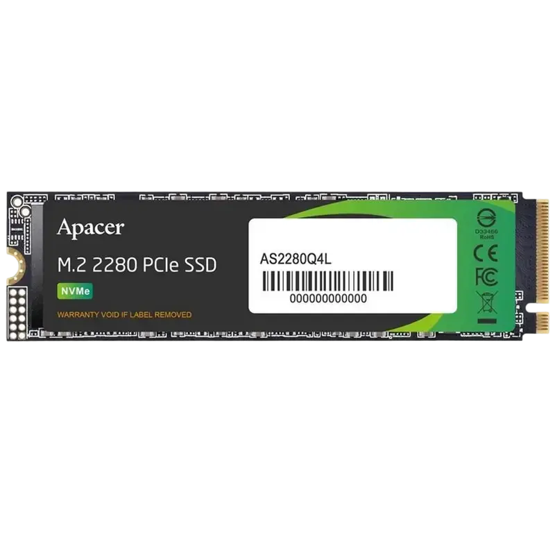 M.2 NVMe SSD 256GB Apacer AS2280Q4L [PCIe 4.0 x4, R/W:3300/1300MB/s, 360K/150K IOPS, 150 TBW, 1
