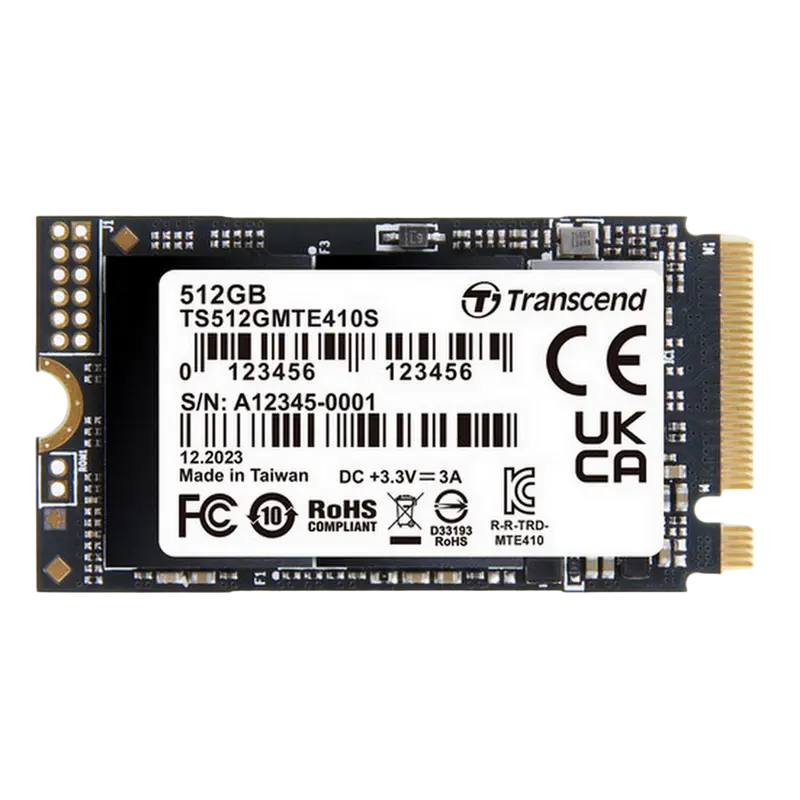 M.2 NVMe SSD 512GB Transcend 410S [42mm, PCIe 4.0 x4, R/W:5000/3500MB/s, 330/590K IOPS, 300TBW]