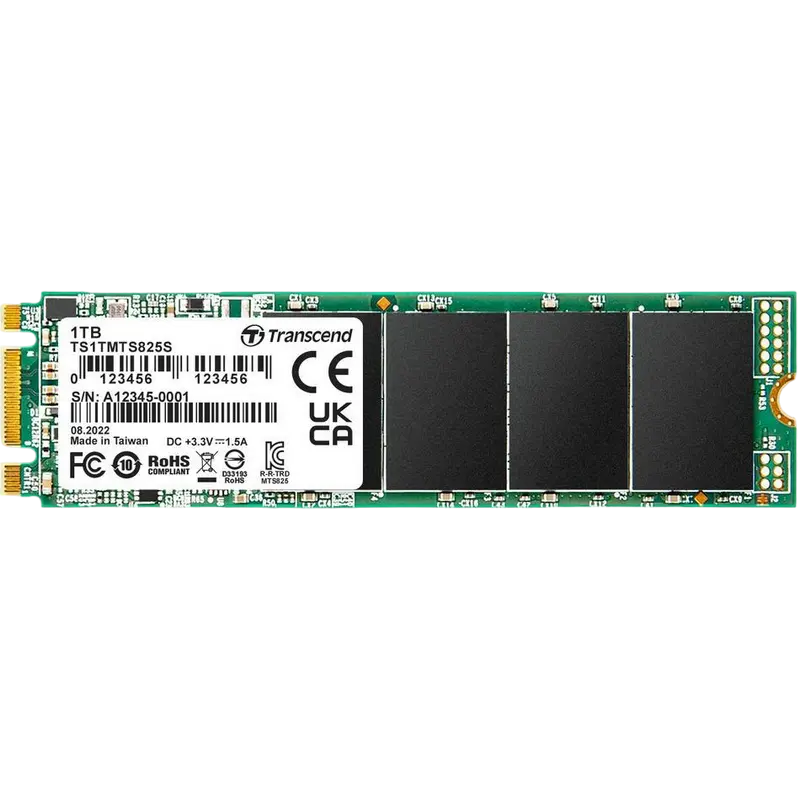 M.2 SATA SSD 1.0TB Transcend "TS1TMTS825S" [80mm, R/W:550/500MB/s, 55K/72K IOPS, 360 TBW, 3DTLC]