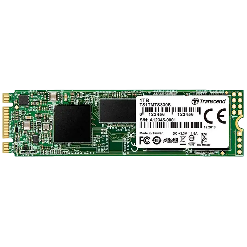 M.2 SATA SSD 1.0TB Transcend "TS1TMTS830S" [80mm, R/W:560/510MB/s, 85K/85K IOPS, SM2258, 3DTLC]