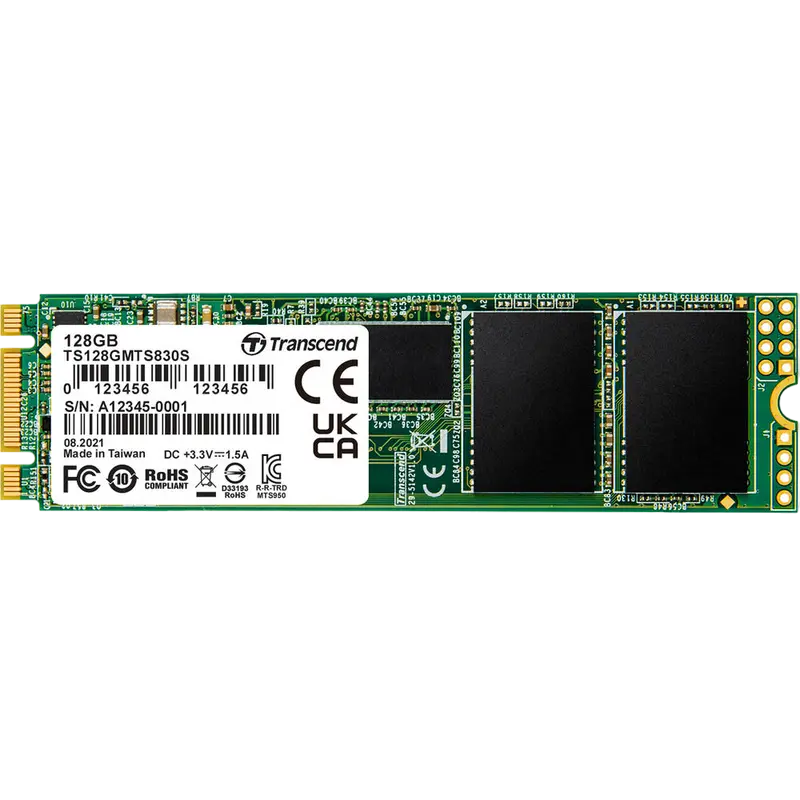 M.2 SATA SSD 128GB Transcend "TS128GMTS830S" [80mm, R/W:560/510MB/s, 85K/85K IOPS, SM2258, 3DTLC]
