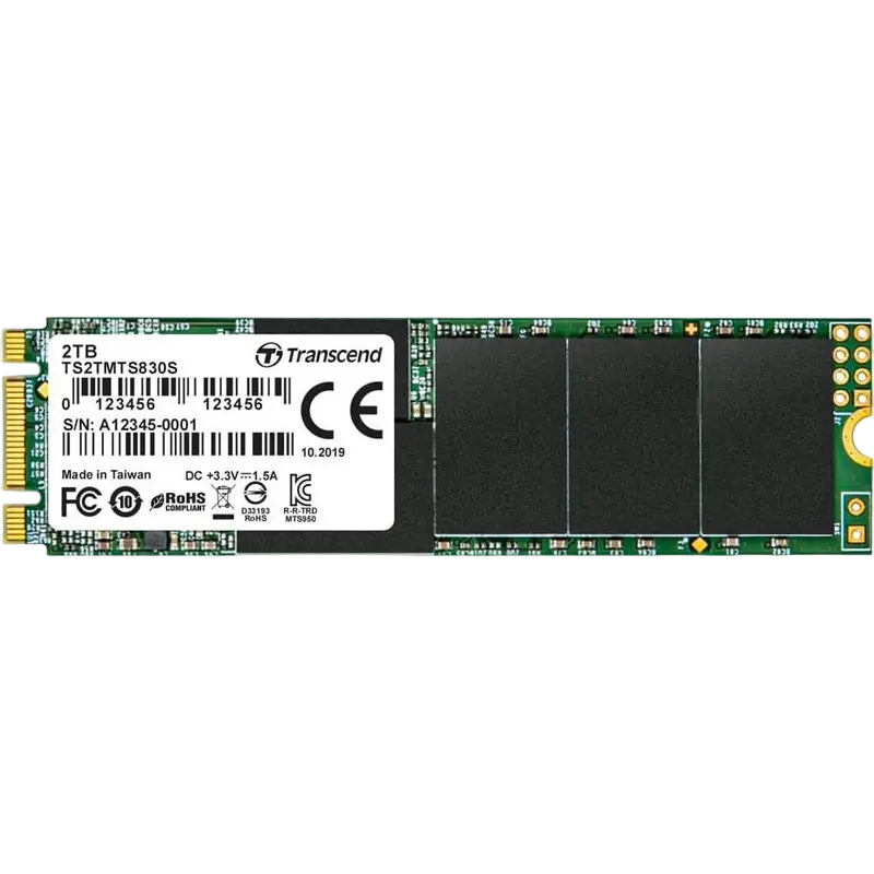 M.2 SATA SSD 2.0TB Transcend "TS2TMTS830S" [80mm, R/W:560/520MB/s, 90K/85K IOPS, SM2258, 3DTLC]