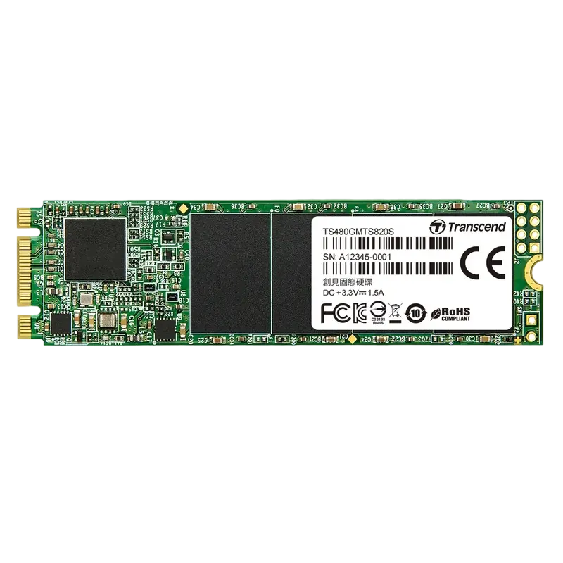 M.2 SATA SSD 480GB Transcend "TS480GMTS820S" [80mm, R/W:560/510MB/s, 50K/75K IOPS, SM2258, 3D TLC]