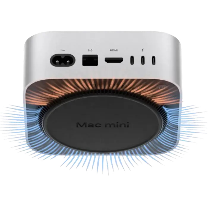 Mini PC Apple Mac mini, cip M4 Pro 14 nuclee CPU, 24GB RAM, 1TB SSD, vedere laterală