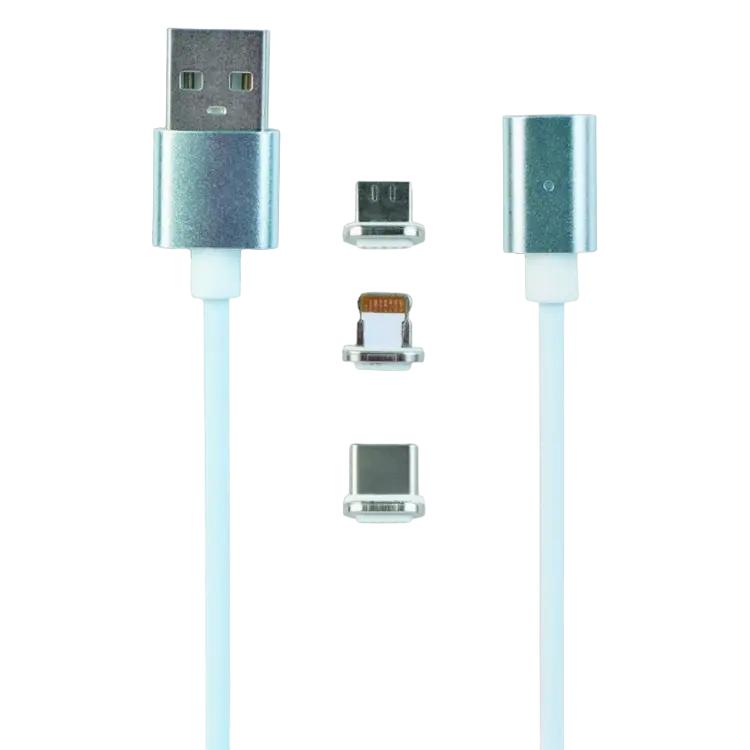 Magnetic cable combo Type-C/Apple/MicroUSB 1.0 m, Silver, Cablexpert, CC-USB2-AMLM31-1M