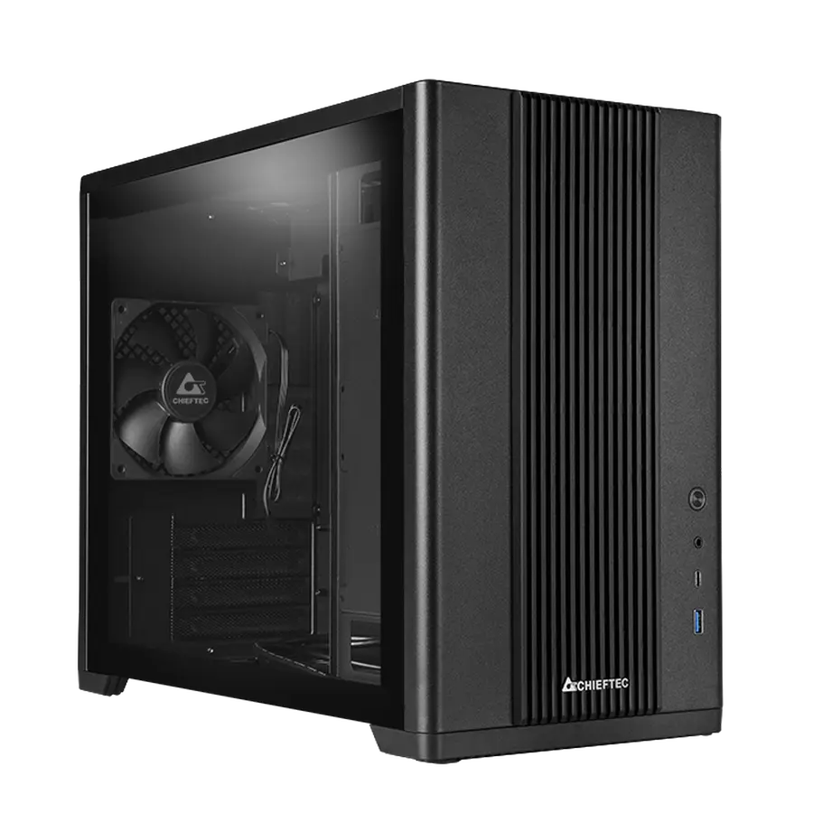 Case mATX Chieftec BX-10B-OP, w/o PSU, 0.6mm, 1x120mm, Tempered Glass, USB-C, USB3.2, 3x2.5", 1x3.5"