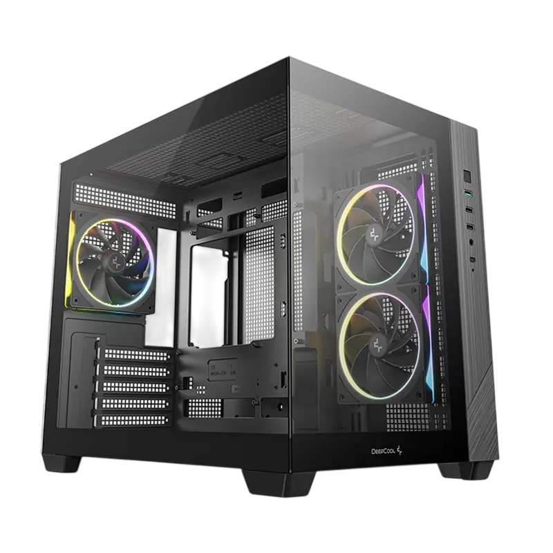 Case mATX Deepcool CG330 3F, w/o PSU, 3x120mm, Front&Side TG, 2xUSB2.0, 1xUSB3.0, 4x2.5", Black