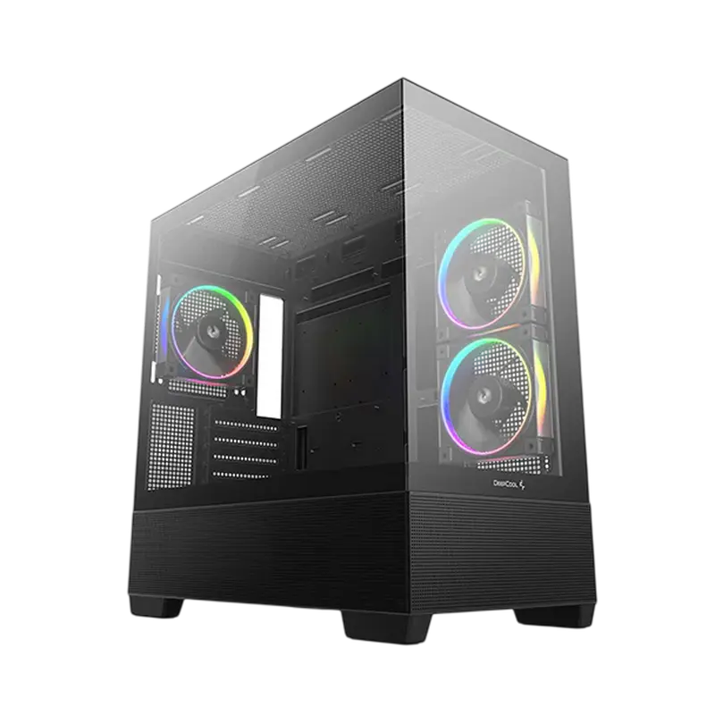 Case mATX Deepcool CG380, w/o PSU, 3x120mm, Front&Side TG, 2xUSB3.0, 1xUSB-C, 3x2.5", 2x3.5", Black